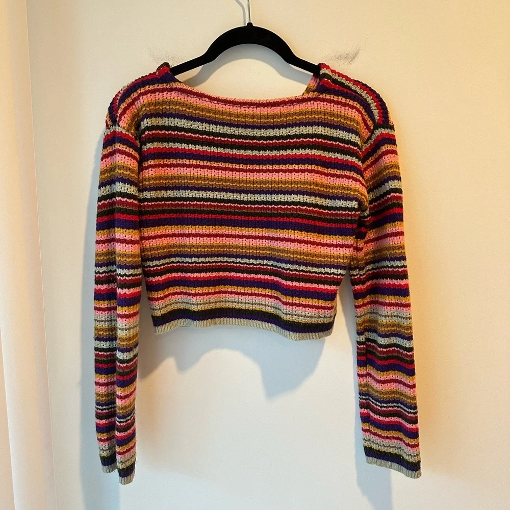 Handmade Crochet Knit Striped Cardigan XS - Picture 2 of 2